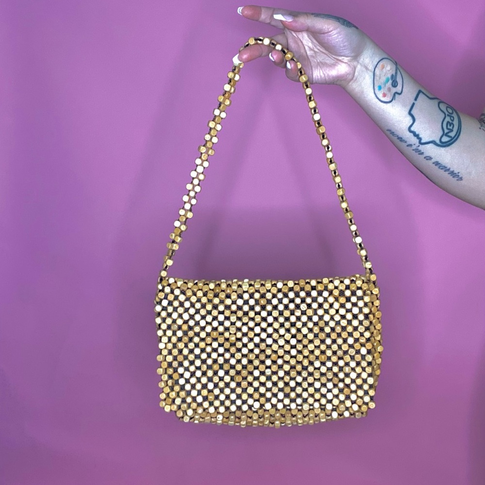 wood beaded bag